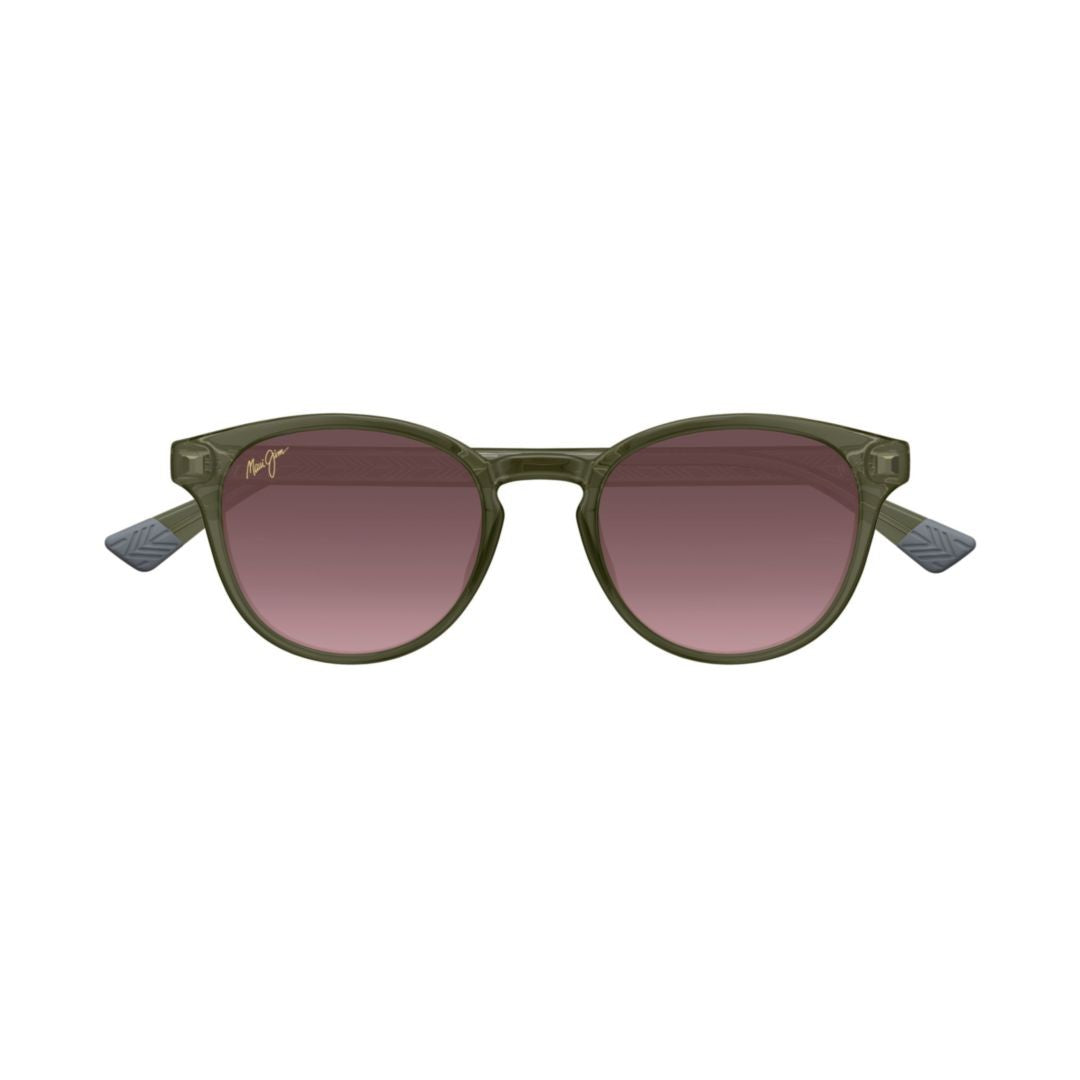 Maui Jim Hiehie Translucent Olive Green Sunglasses With Gradient Purple Lenses