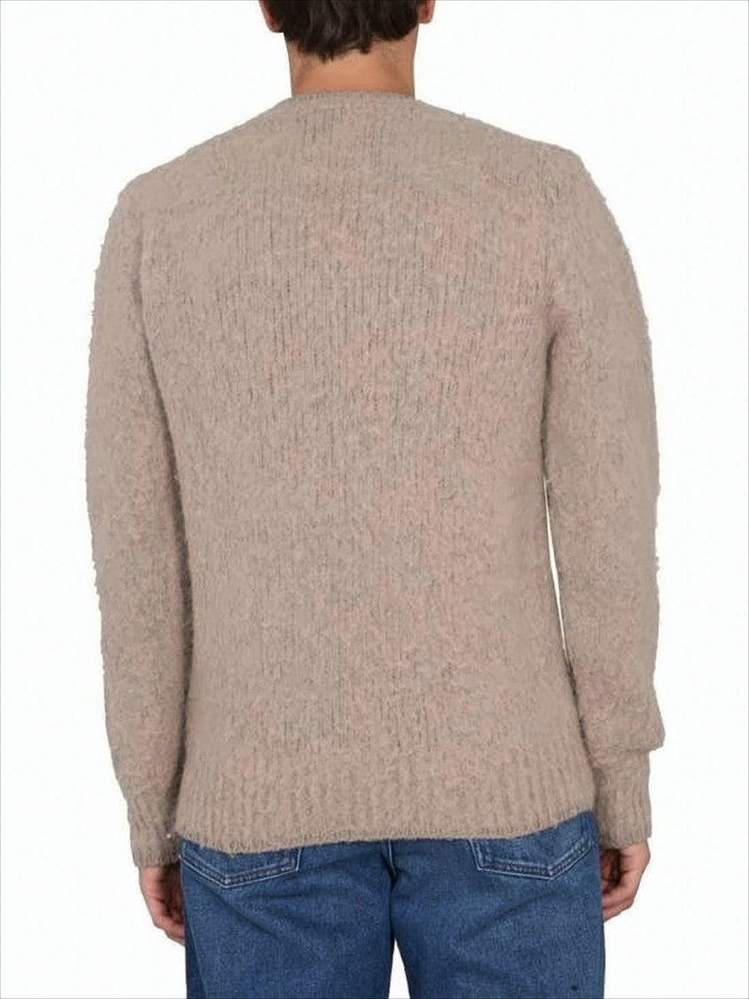Ami Soft Cable Knit Sweater With Classic Crew Neckline