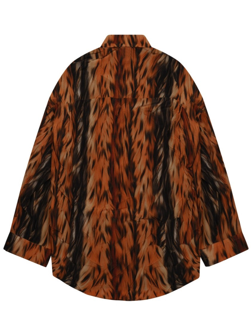 Balenciaga Abstract Print Oversized Silk Shirt