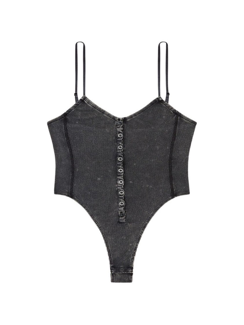 Diesel Fitted Black Tank Top With Adjustable Straps