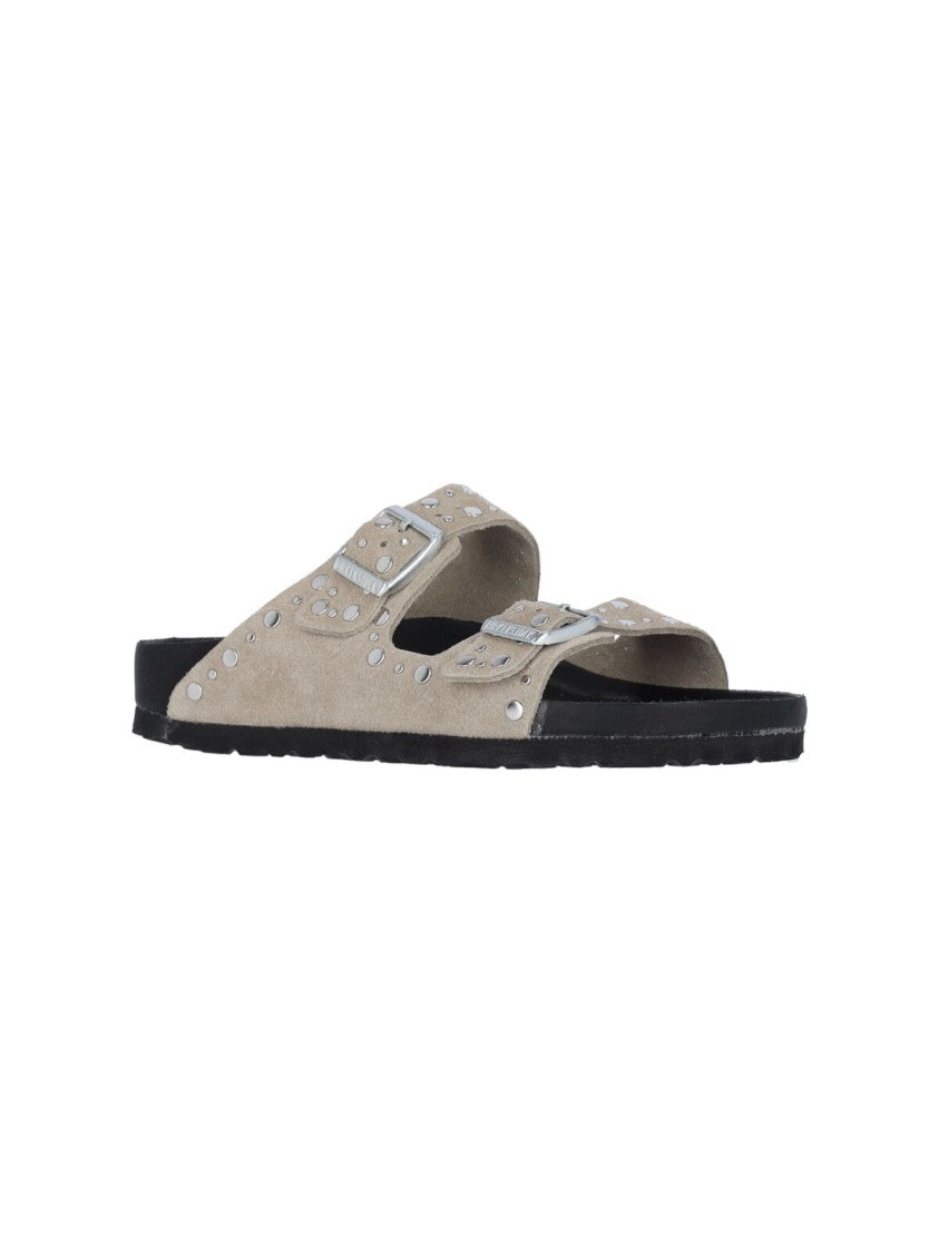 Birkenstock "Arizona Rivet" Studded Sandals – Taupe