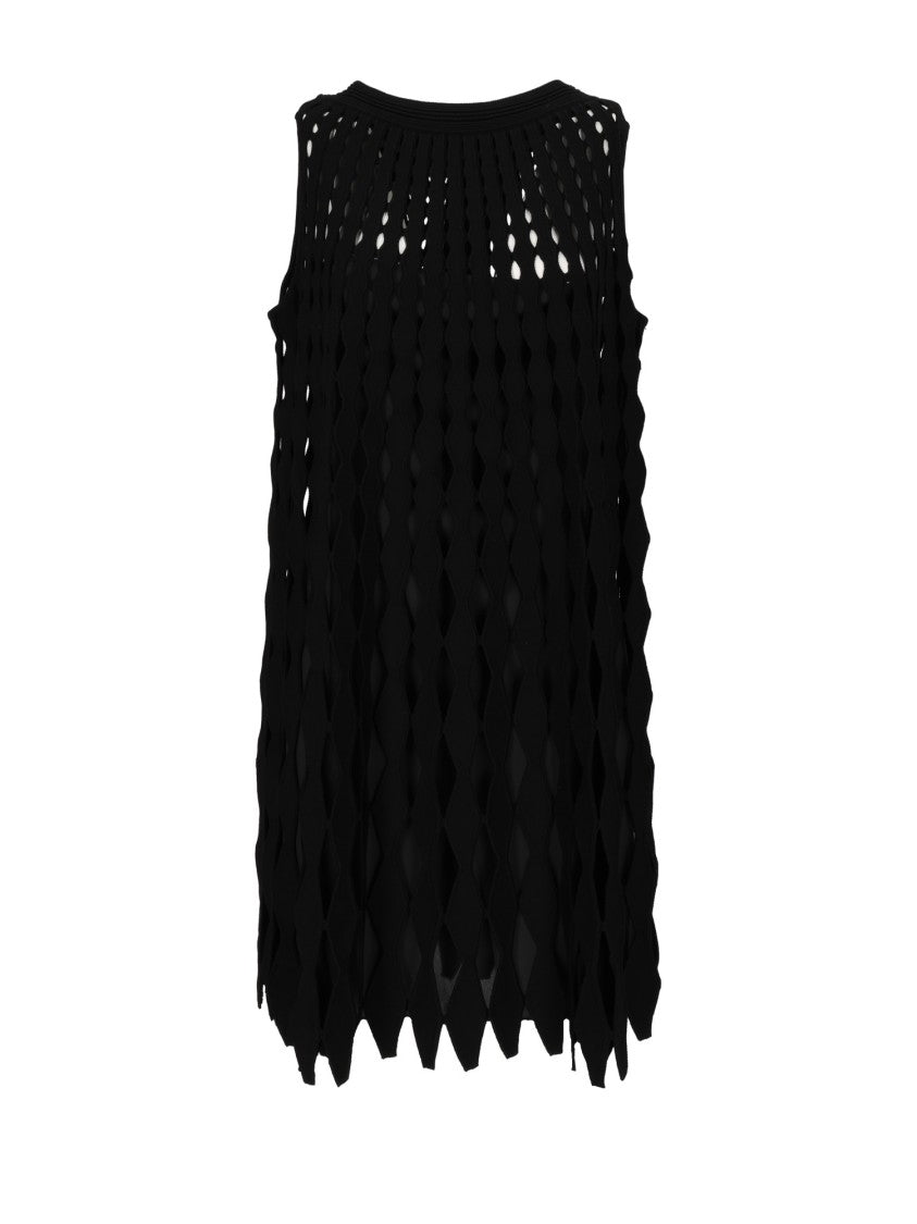 Emporio Armani Openwork Sleeveless Dress With Diamond Cutouts And Flowing Silhouette