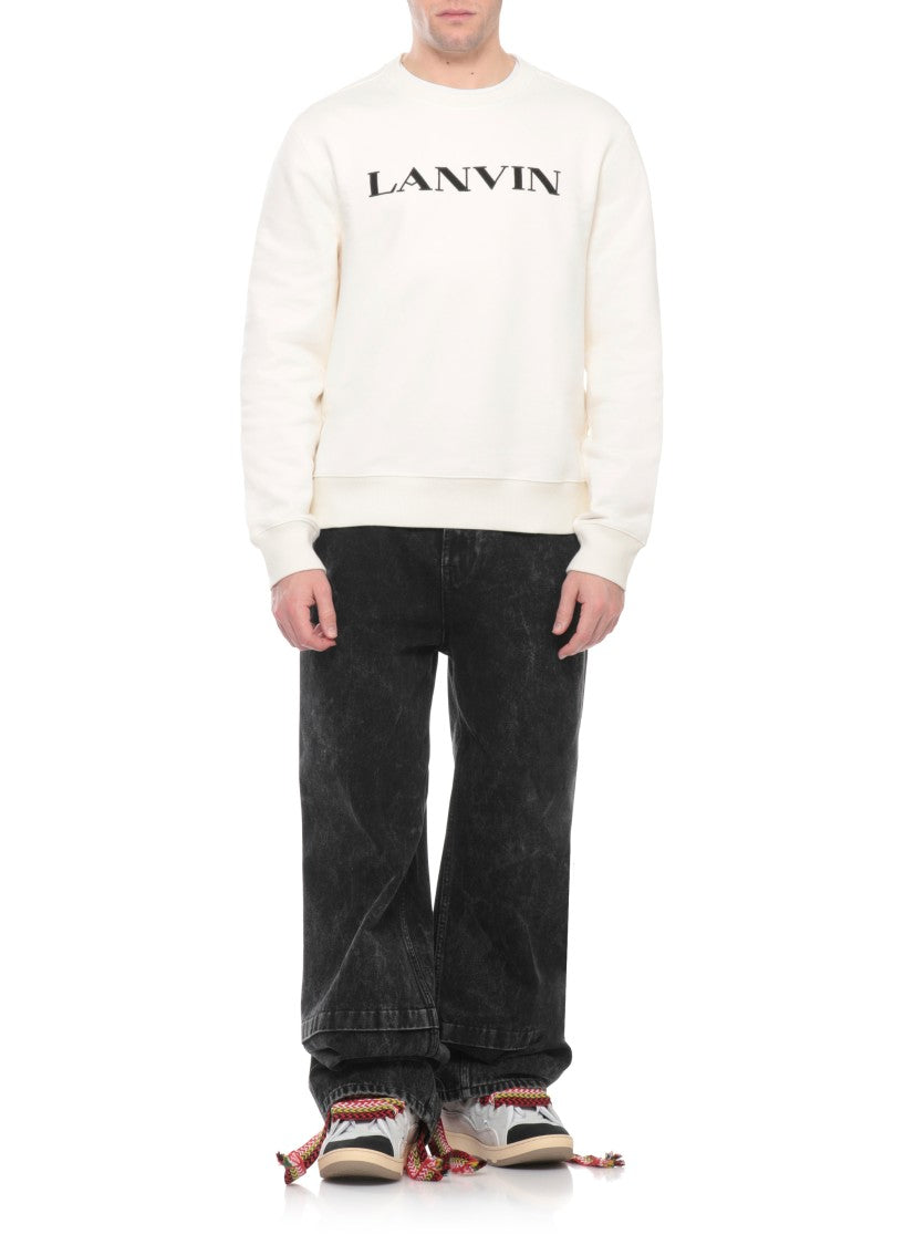 Lanvin White Curb Leather-Blend Sneakers