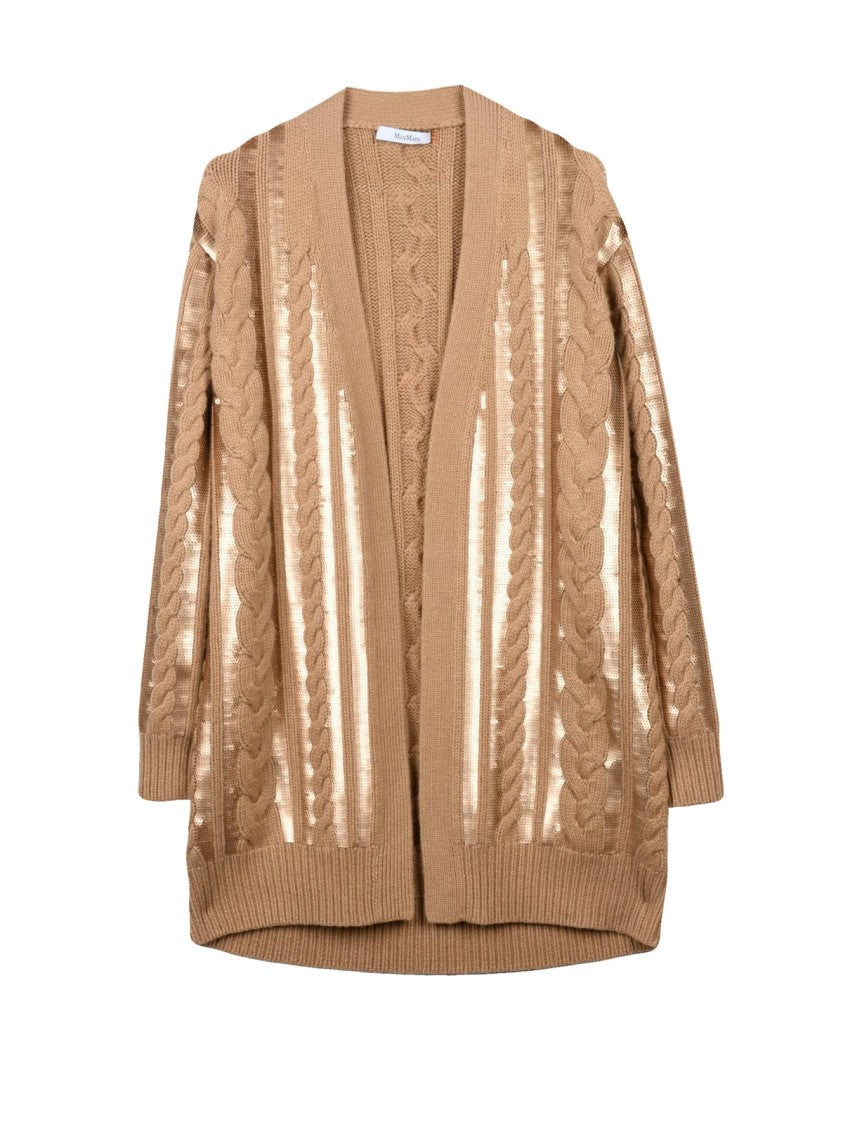 Max Mara Beige Wool-Blend Cable Cardigan