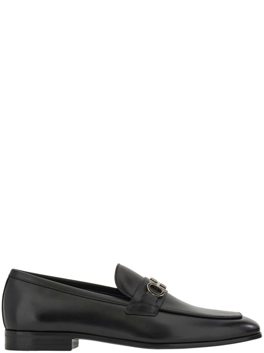 Ferragamo Black Pointed-Toe Minimalist Balty Loafers