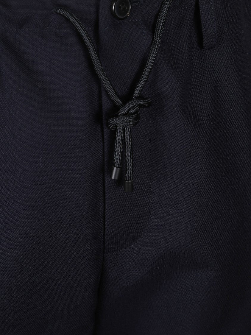 Dries Van Noten Drawstring Waist Penny Wool Pants With Tailored Silhouette