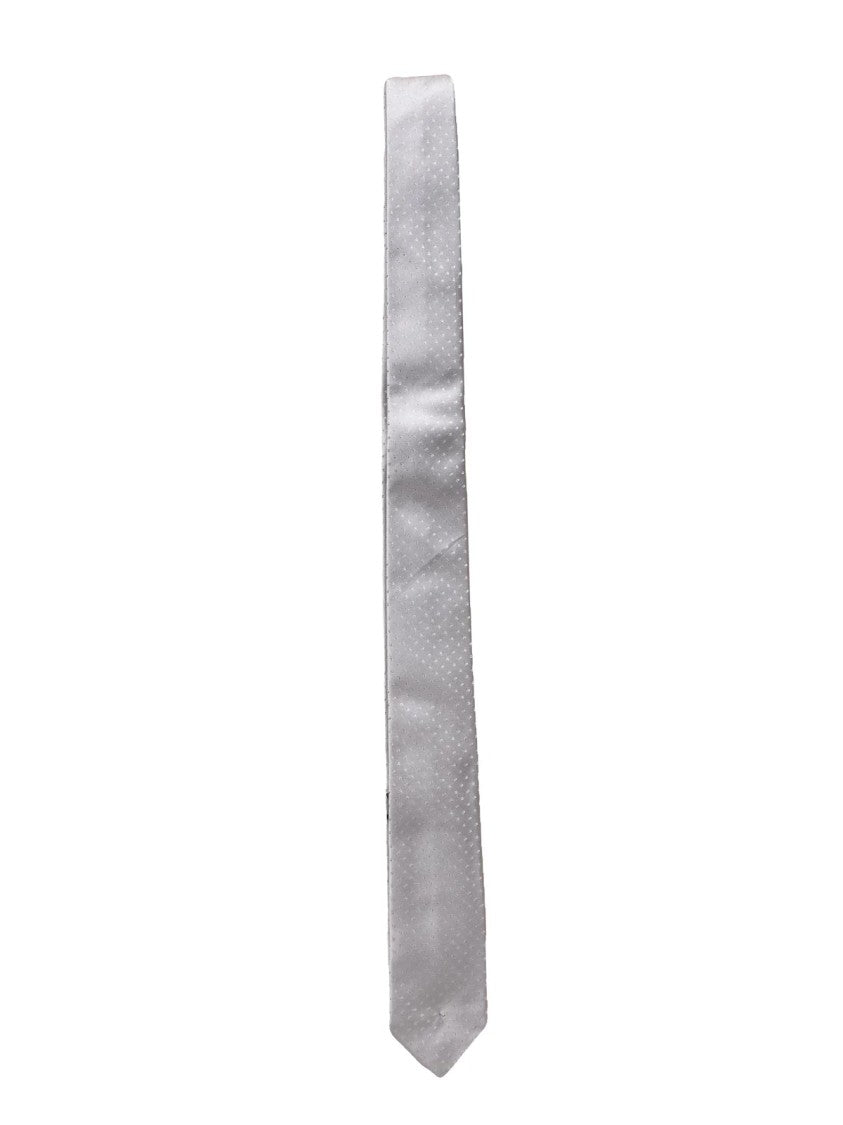 Emporio Armani Silk Tie With Subtle Dotted Pattern And Pearl Finish