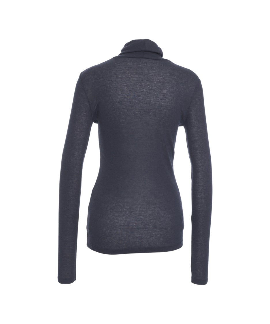 Closed High-Neck Slim Fit Pullover In Fine Knit Fabric