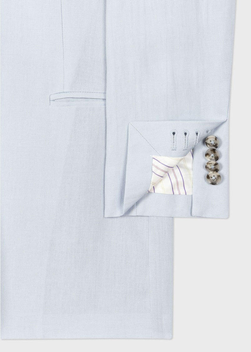Paul Smith Pale Blue Linen Blazer With One-Button Closure