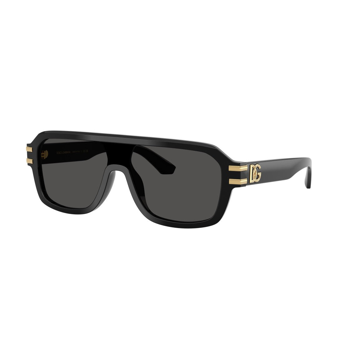 Dolce & Gabbana 0Dg4507 Rectangular Black Acetate Sunglasses With Gold Accents