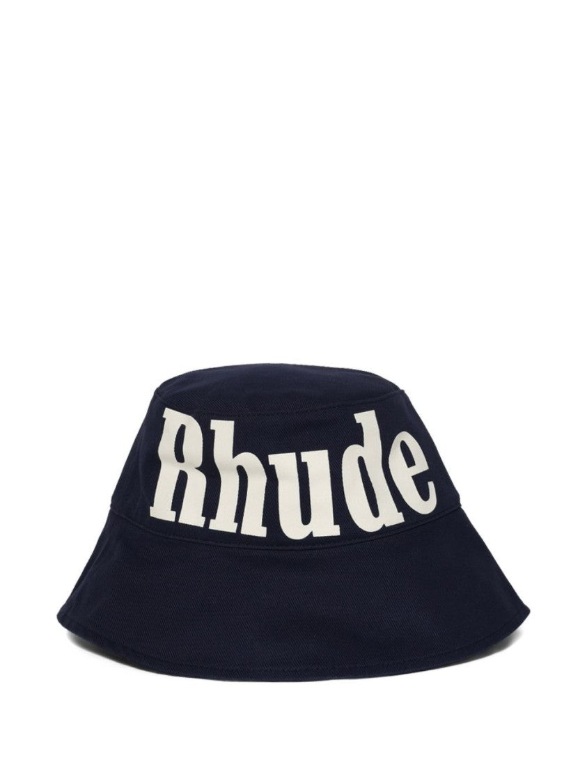 Rhude Navy Blue Logo Lettering Bucket Hat