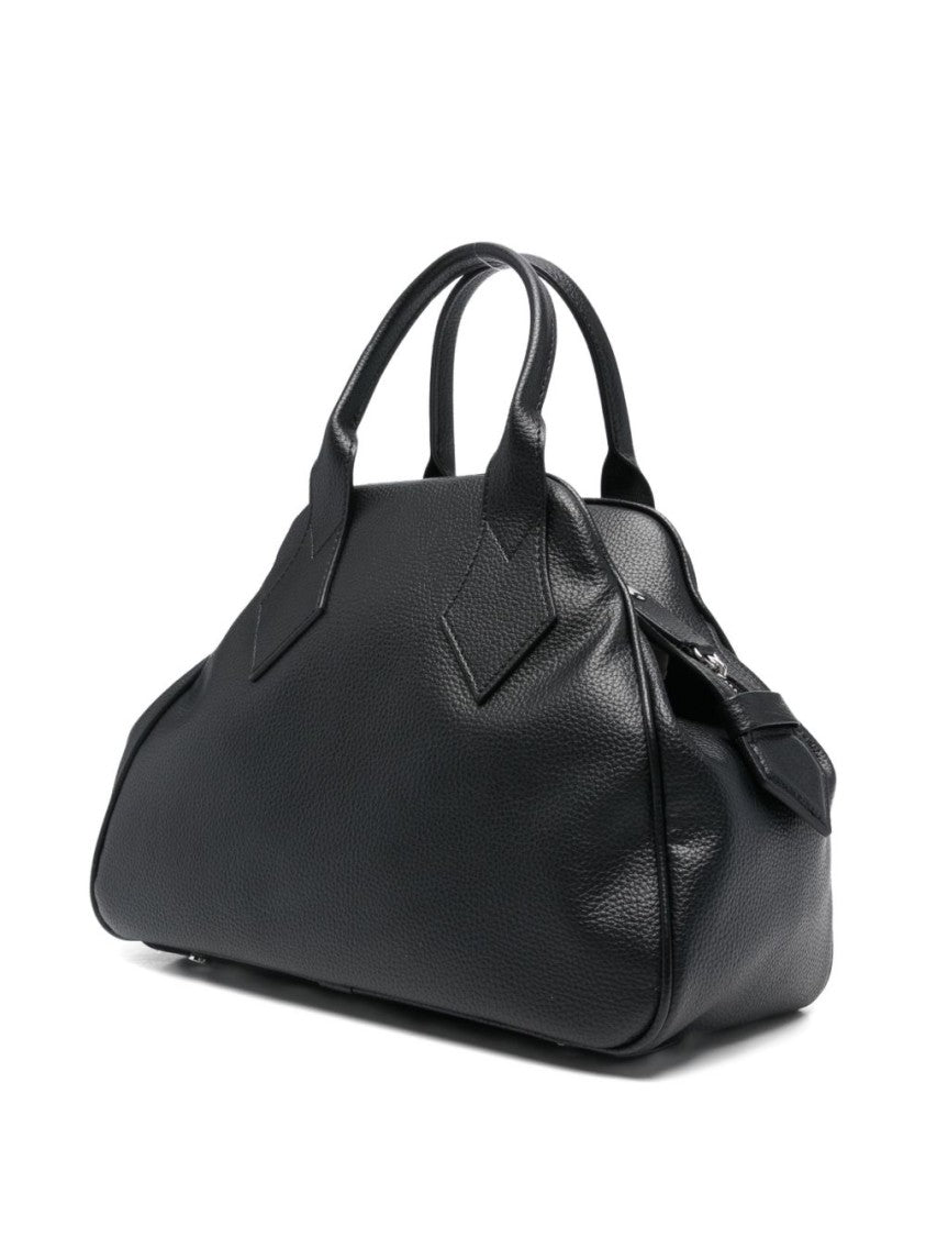 Vivienne Westwood Black Grained Textured Orb Logo Bag