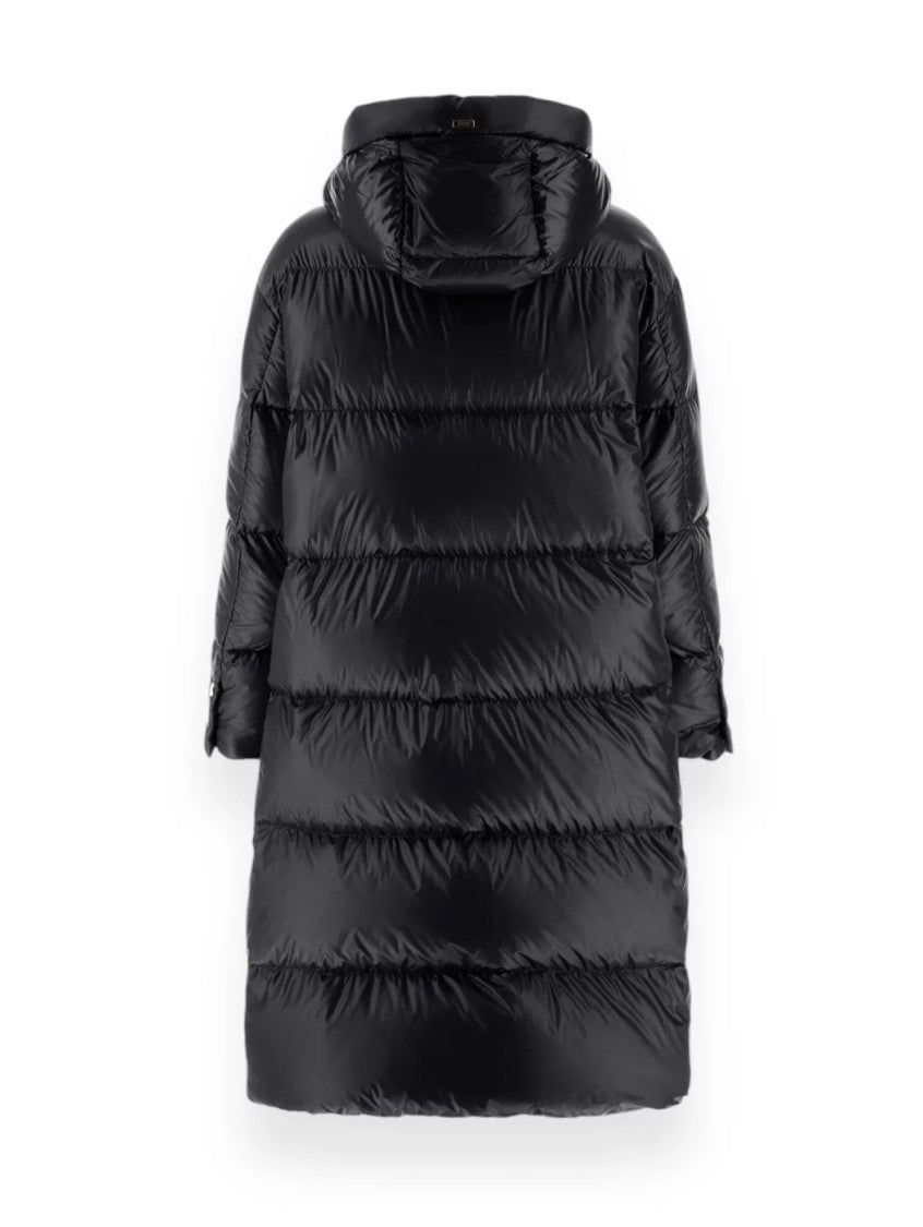 Herno Glossy Long Puffer Jacket With High Collar And Oversized Fit