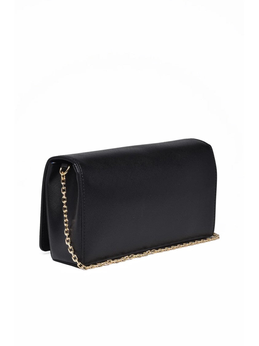 Love Moschino Black Polyurethane Saffiano Shoulder Bag