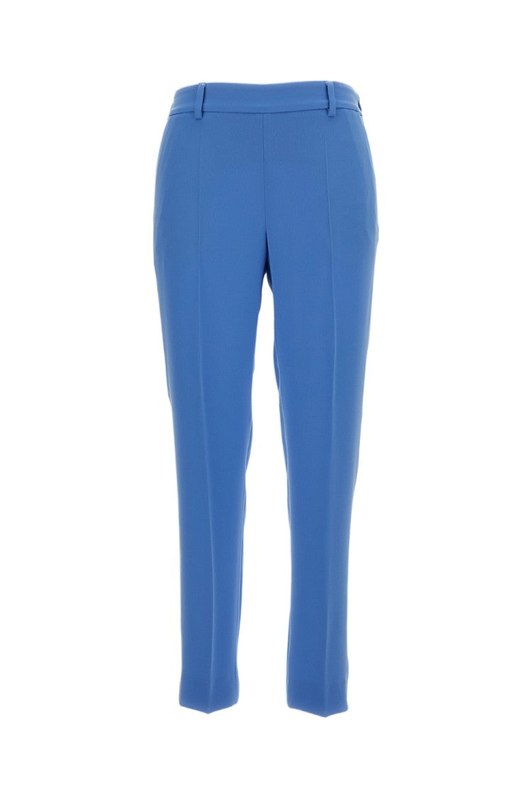 Alberto Biani Light Blue Straight-Leg Elasticated Waist Cropped Pants