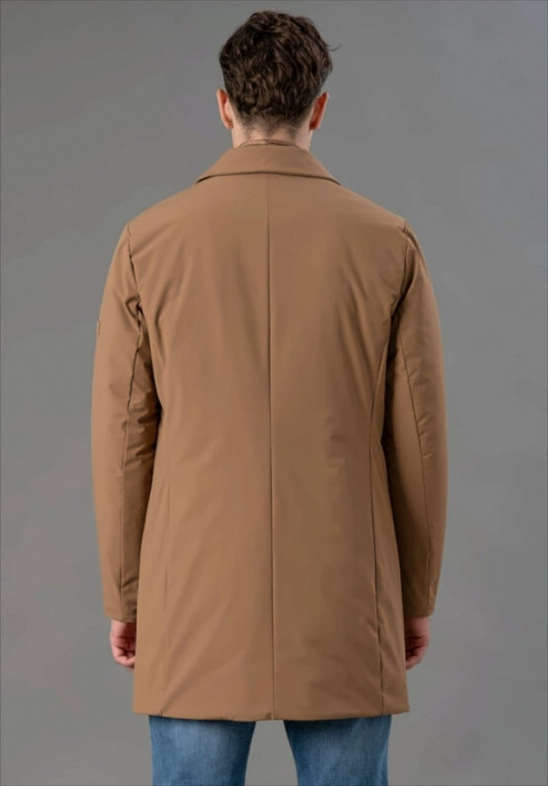 Rihunik Mid-Length Camel Jacket With Detachable Bib