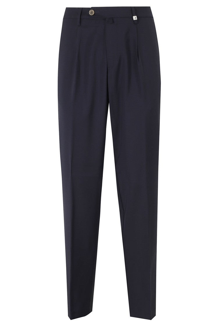 Myths Midnight Blue Zeus Darts Waist Loops Wool Trousers