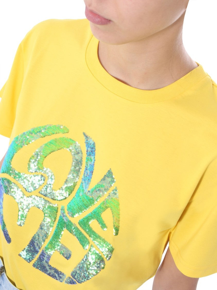 Alberta Ferretti Sequin 'Love Me' Crew Neck T-Shirt