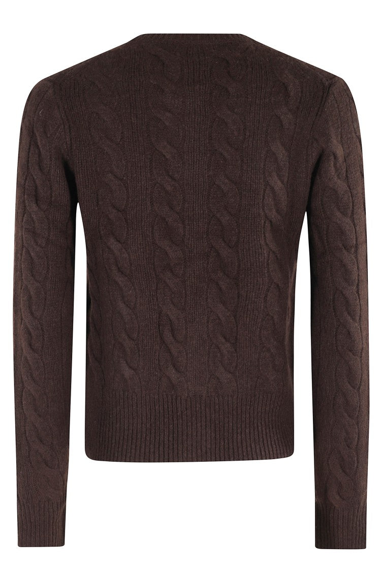 Polo Ralph Lauren Textured Cable Knit Brown Cardigan Sweater