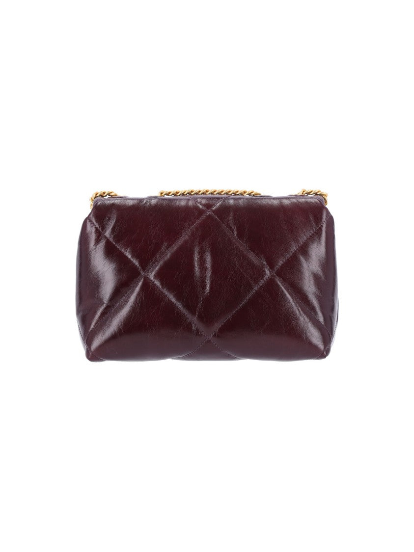 Tory Burch Quilted Burgundy Leather Bag With Gold-Tone Chain Strap