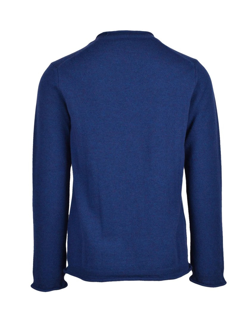 Comme Des Garçons Crew Neck Sweater In Luxurious Blue Wool