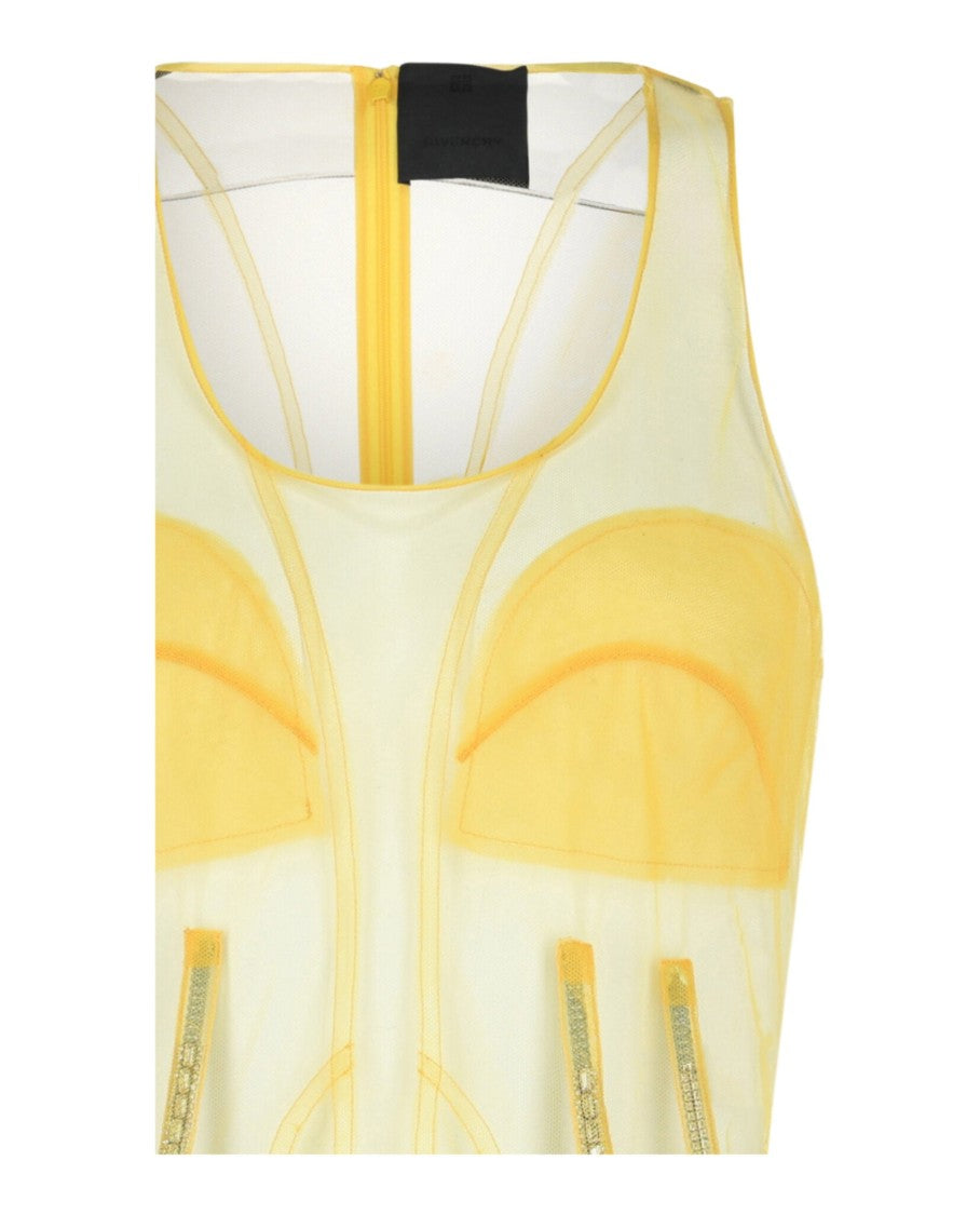 Givenchy Tank Top In Tulle With Metallic Details