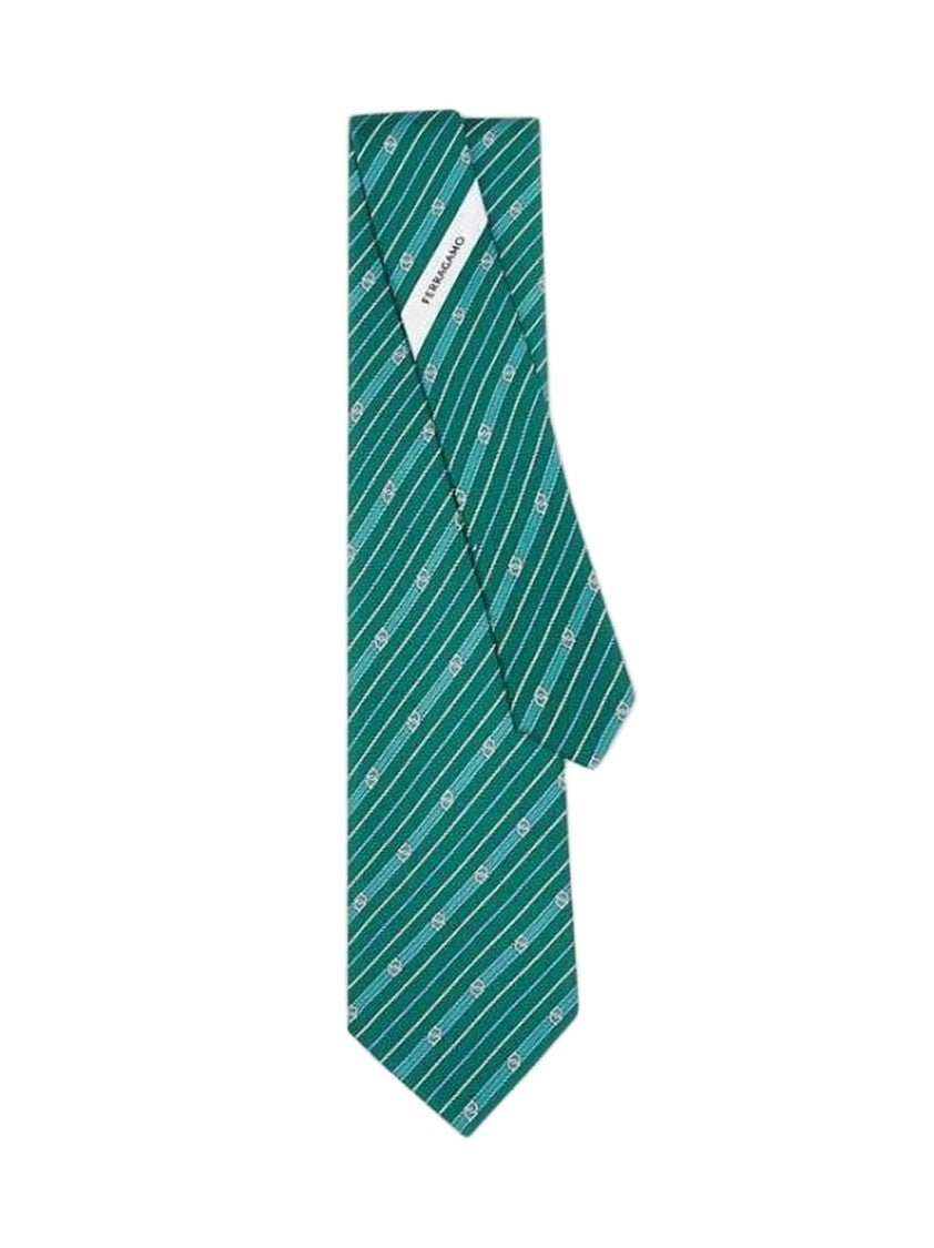 Salvatore Ferragamo Silk Neck Tie With Intertwined Motifs