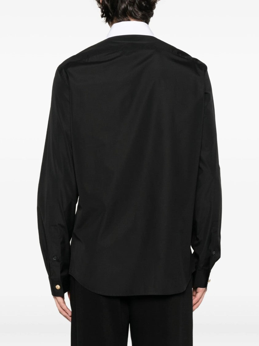 Balmain Black Ls Shirt White Collar Shirt