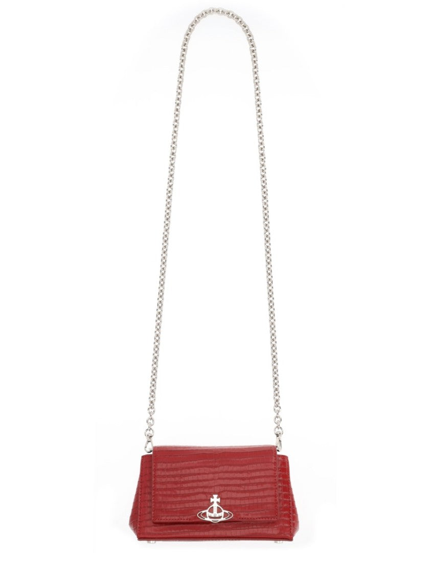 Vivienne Westwood Textured Red Calf Leather Shoulder Bag