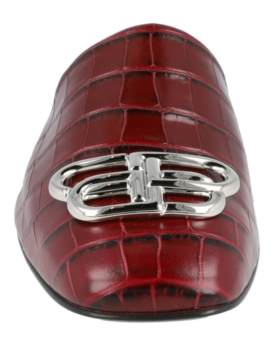 Balenciaga Croc Embossed Leather Cosy Bb Mule