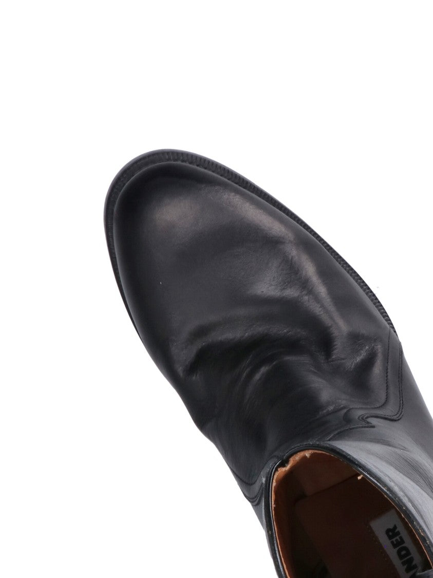 Jil Sander Mid-Calf Black Calf Leather Slip-On Boots