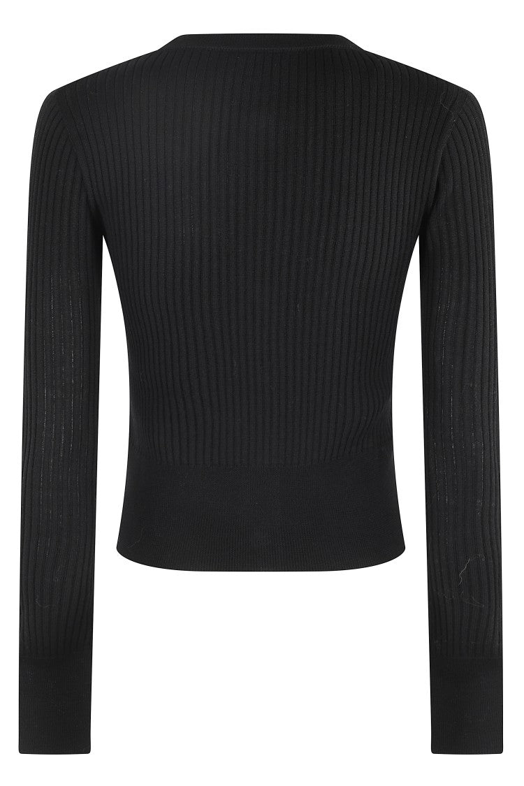 Roberto Collina Ribbed Knit Merino Wool Cardigan With Central Button Closure