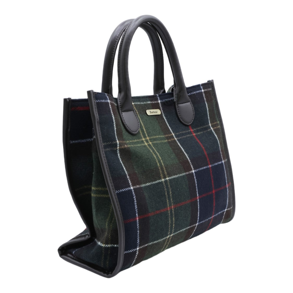 Barbour Barrhill Tartan Fabric Accented Tote Bag