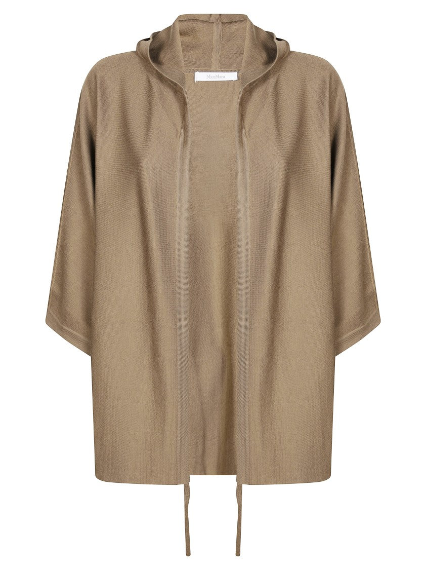 Max Mara Boxy Hooded Cardigan With Elbow-Length Sleeves