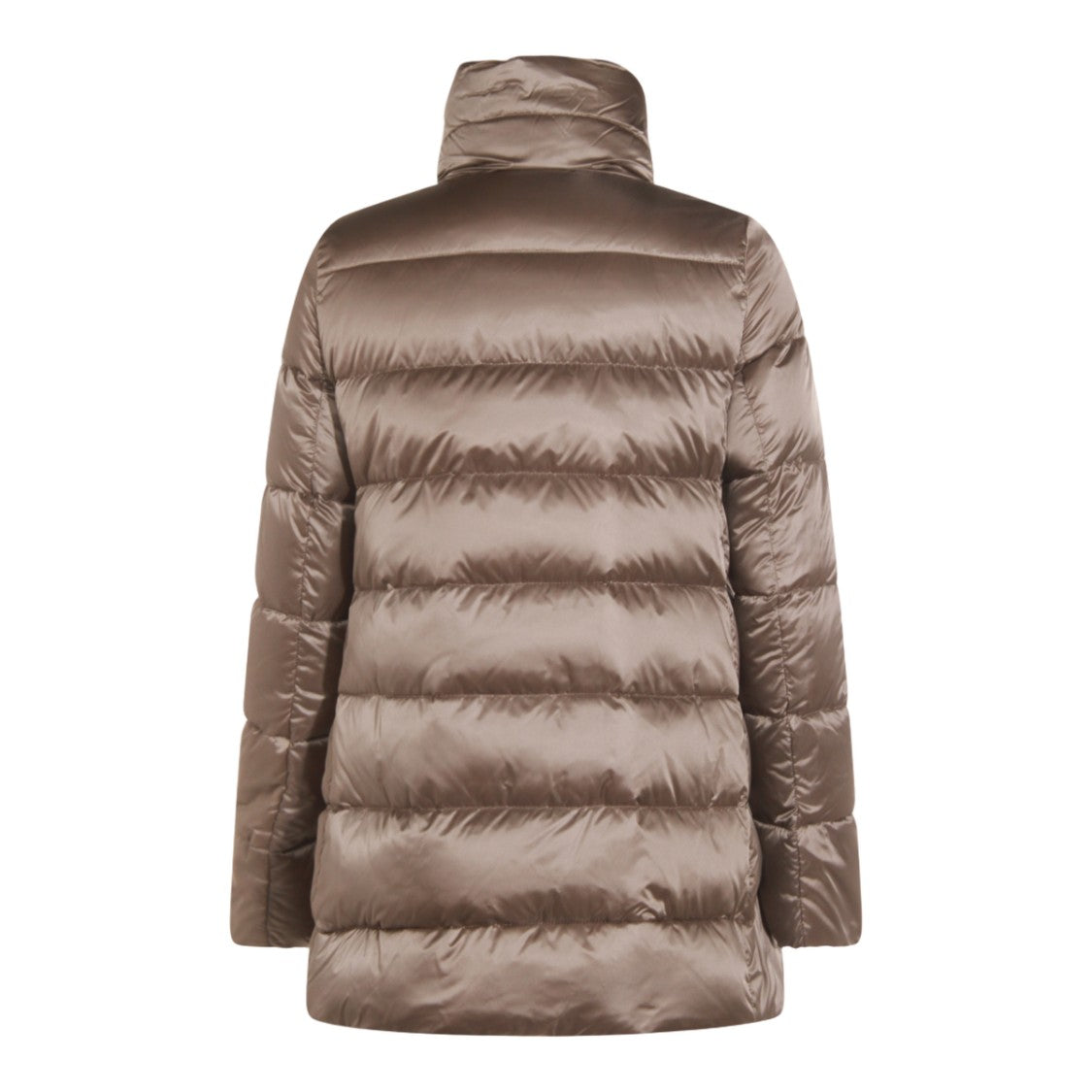 Moorer Quilted Silver Down Coat With High Collar