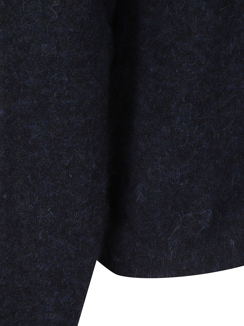 Sunflower Dark Blue Wool Knit Sweater With Polo Neck
