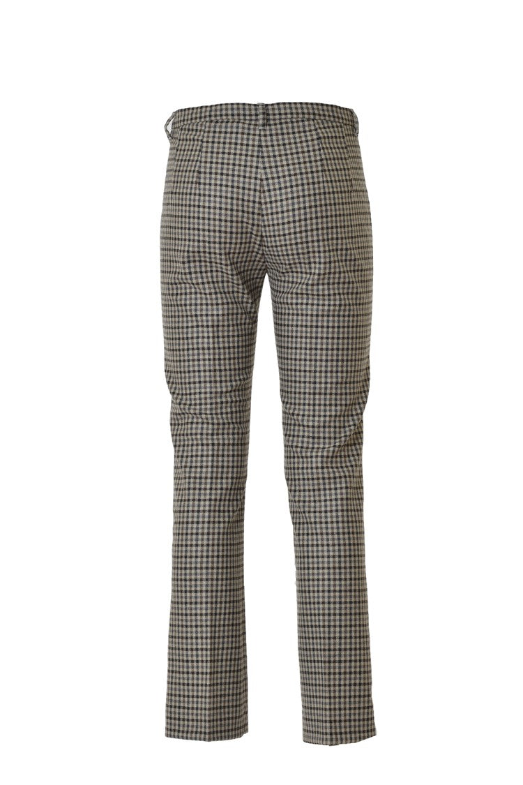 Max Mara Straight-Leg Plaid Wool Trousers In Beige Check