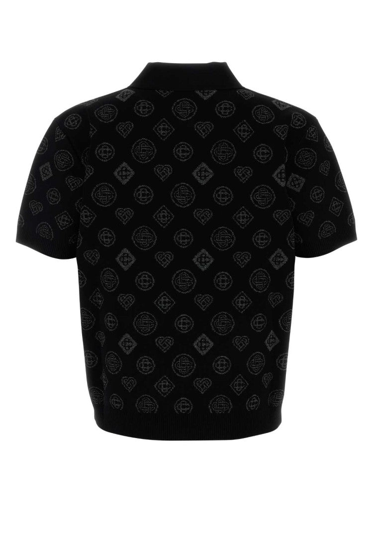 Casablanca Embroidered Viscosa Blend Polo Shirt