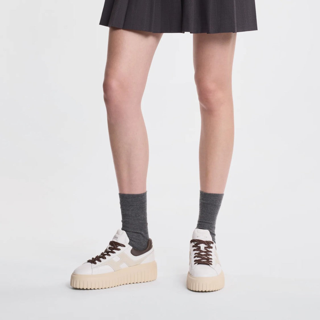 Hogan Lace-Up Platform Shoes With H-Stripe Design