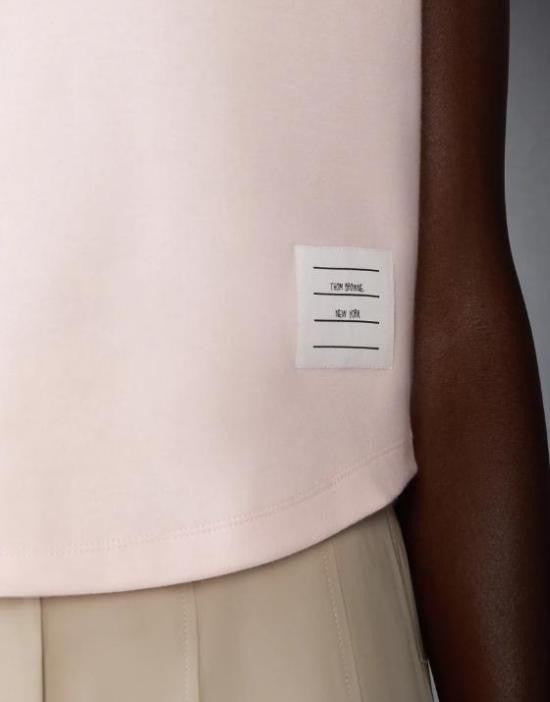 Thom Browne Cropped White Cotton T-Shirt With Pocket Detail