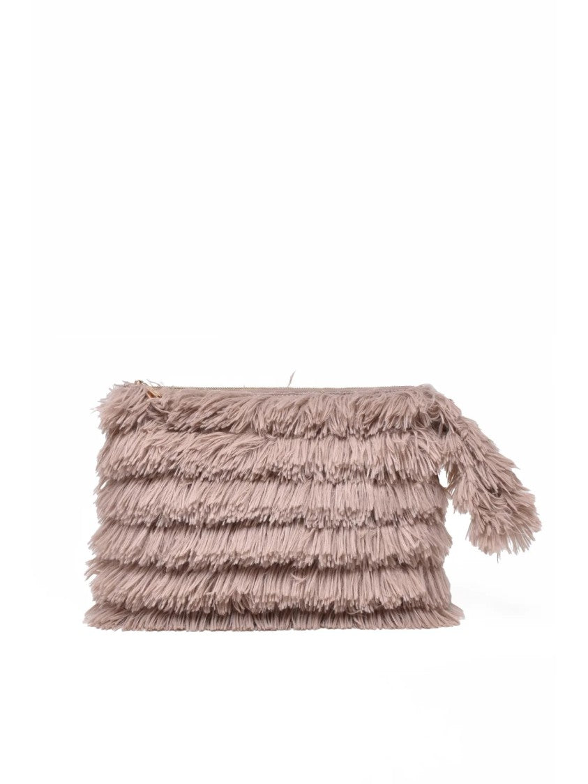 La Milanesa Pink Cotton Fringe Clutch
