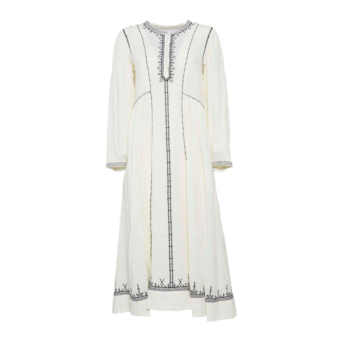 Isabel Marant Étoile Pippa Long Dress In Ecru Cotton With Embroidery
