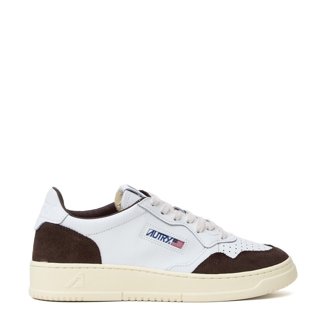 Autry White Mahogany Medalist Low Leather Sneakers
