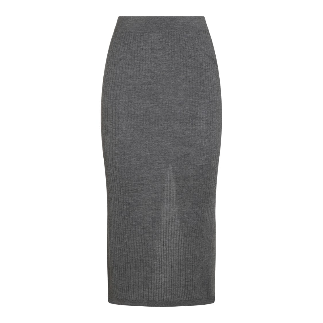 Malo Grey Cashmere-Silk High-Waist Back Slit Pencil Skirt