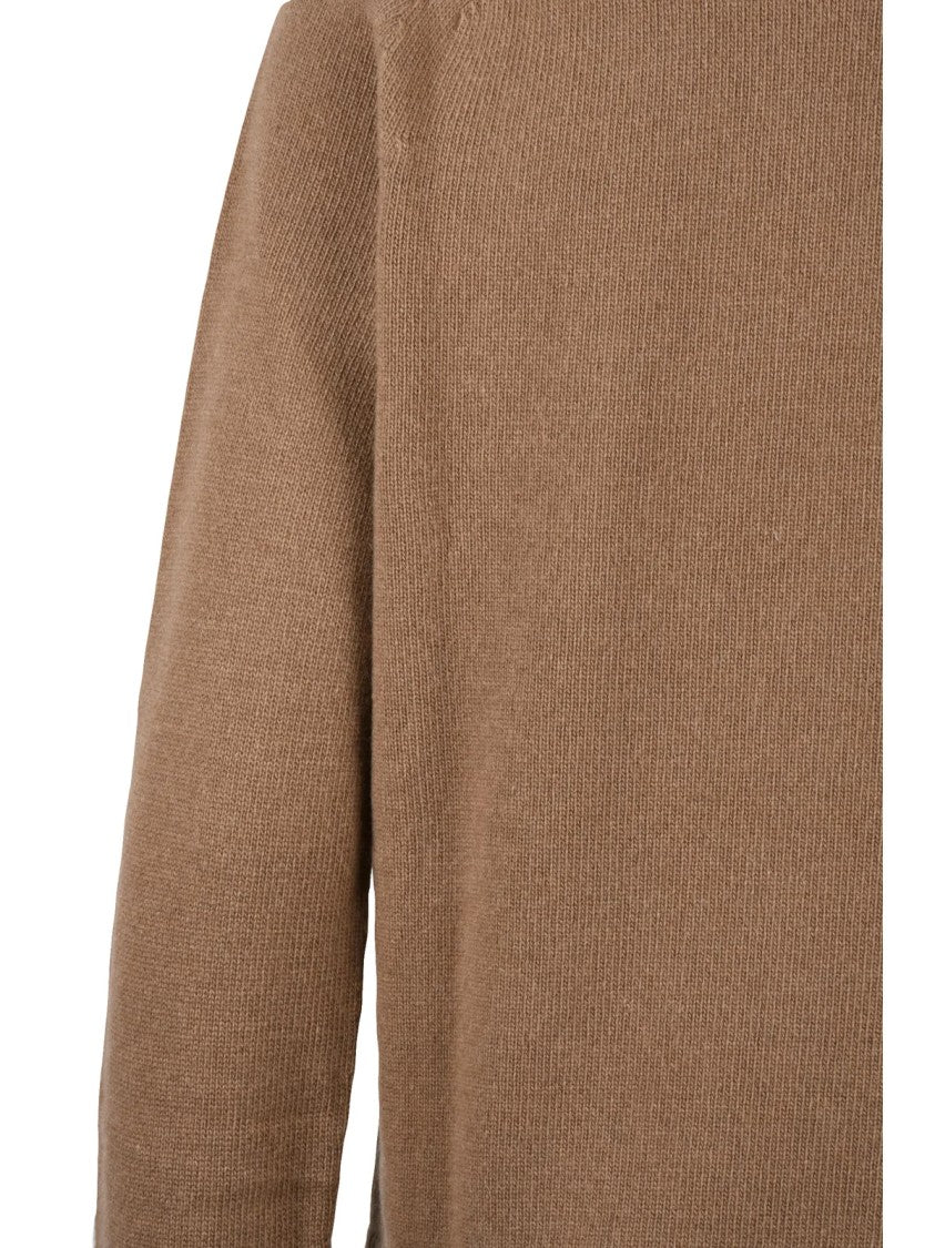 Max Mara Damasco Crew Neck Sweater In Rich Brown Wool-Cashmere Blend