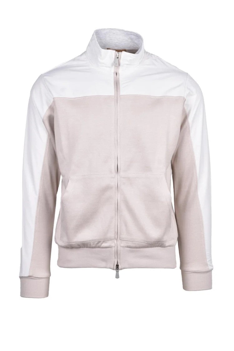 Eleventy Zip Sweatshirt - White/Beige