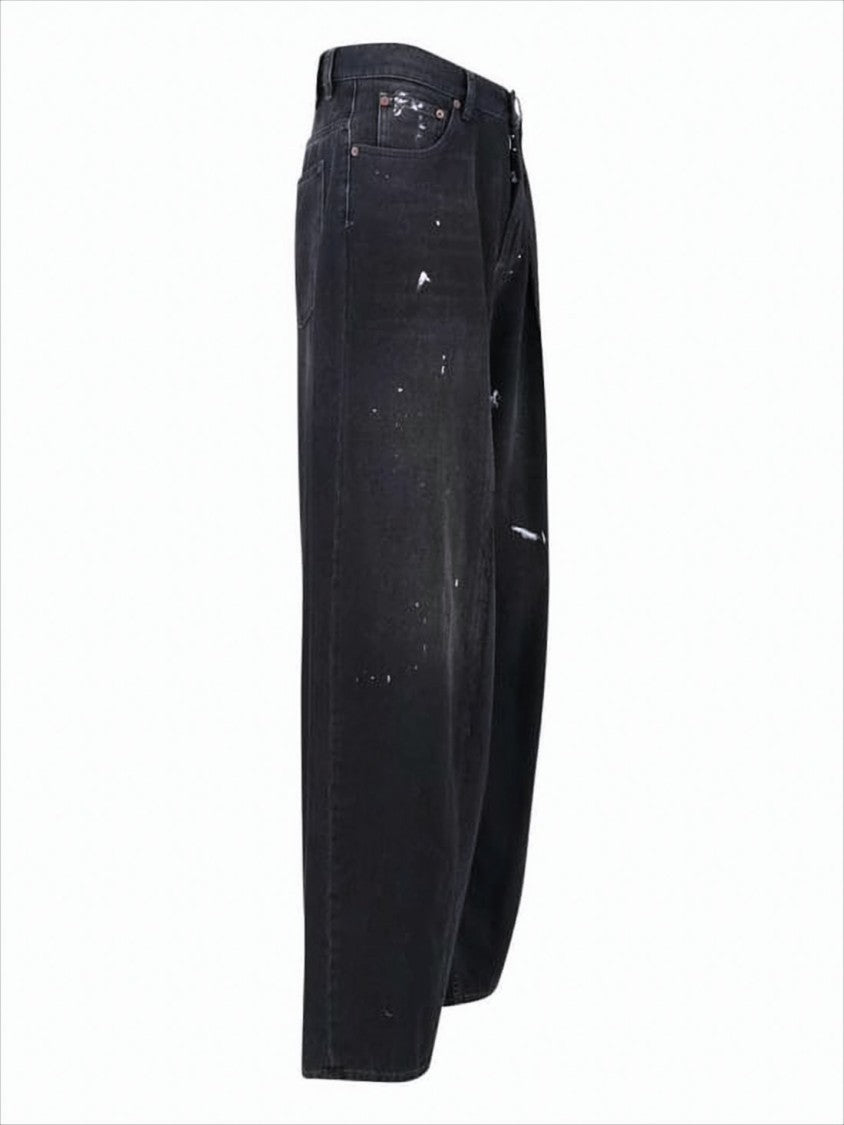 Mm6 By Maison Margiela Wide-Leg Dark Washed Denim Pants