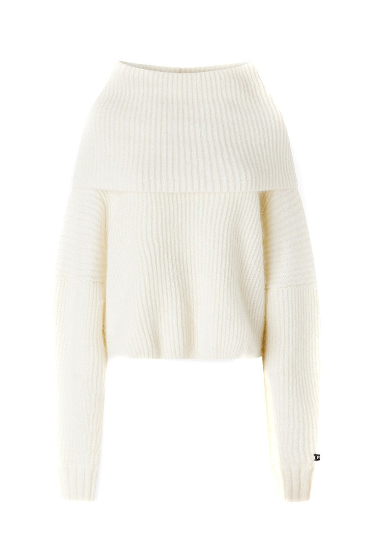 Pinko White Sphynx Acrylic-Mohair Blend Sweater