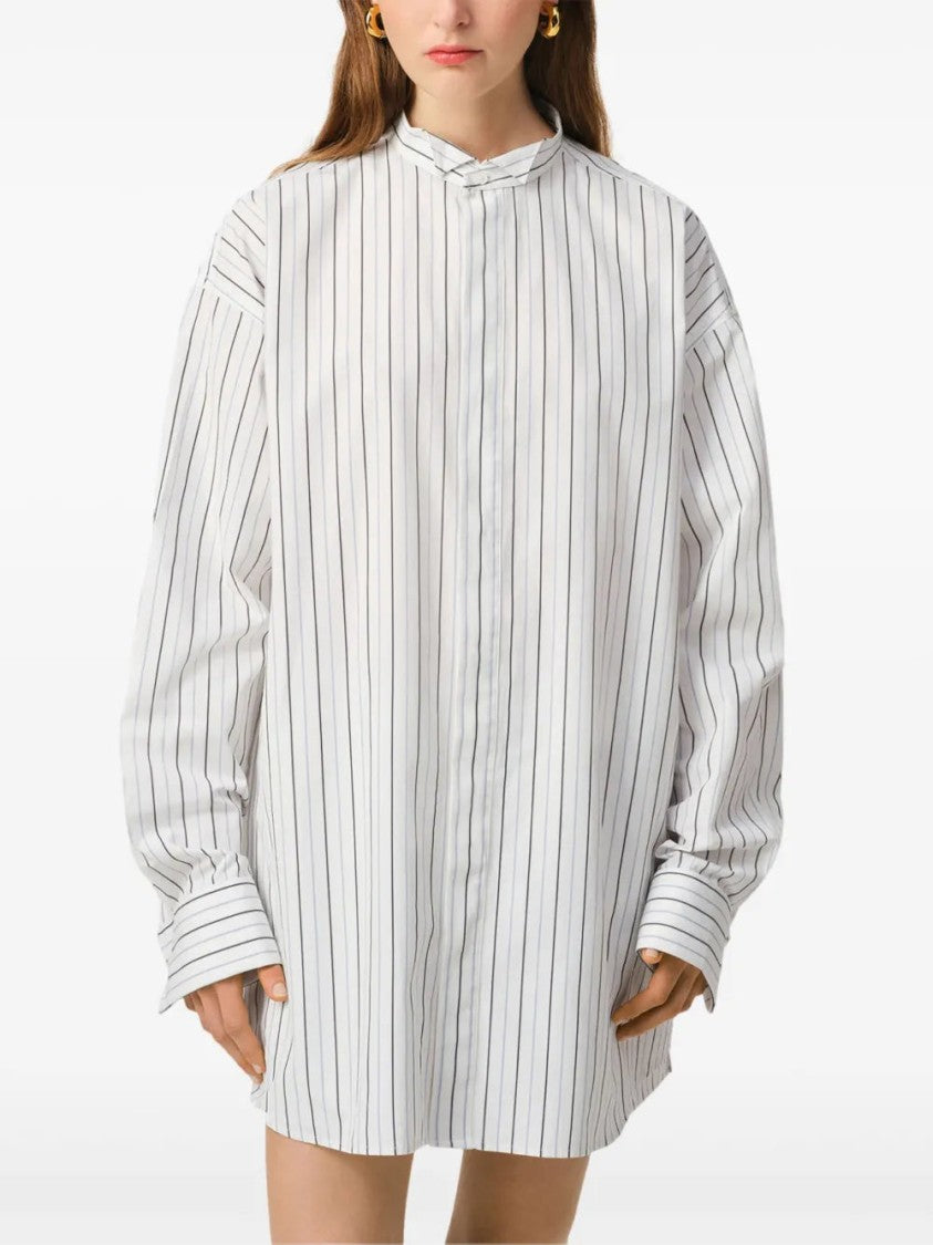 Ami White Striped Shirt With Wingtip Collar