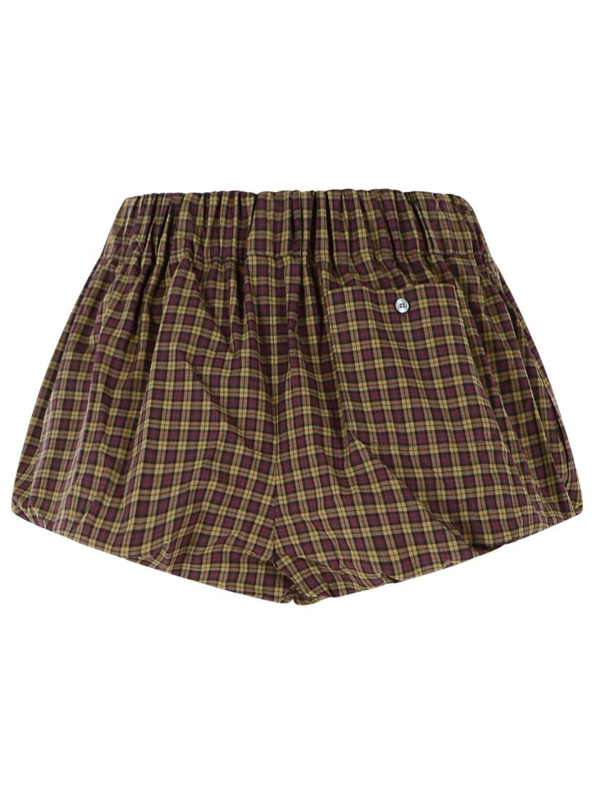 Marni Purple Checkered High-Waist Poplin Chino Shorts